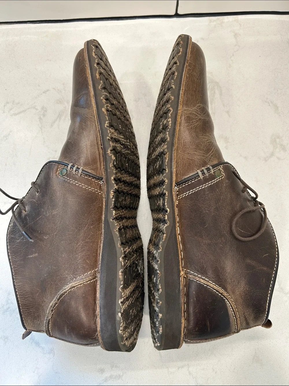 Crevo Longport Mens Size 12 Brown Leather Casual Ankle Chukka Boot Shoes